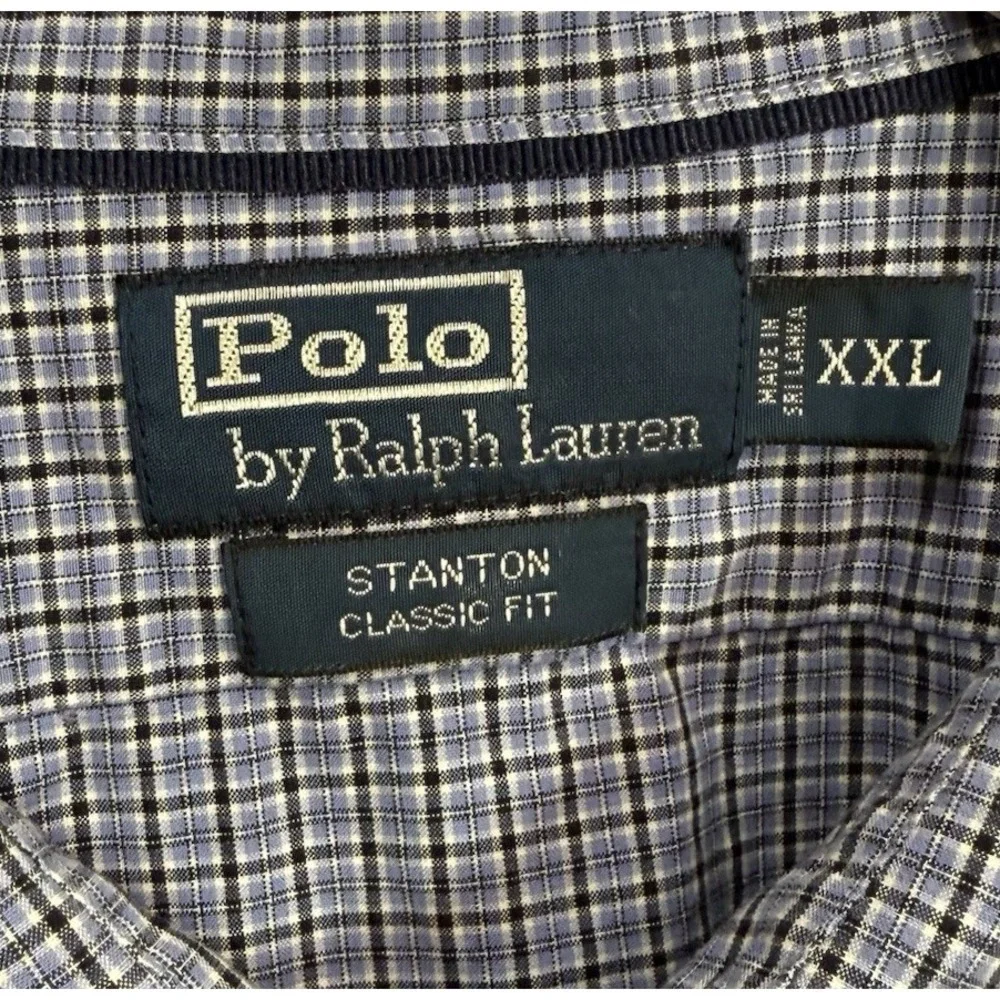 Polo Ralph Lauren Shirt Mens 2XL Blue Check‎ Stanton Classic Fit Button Up